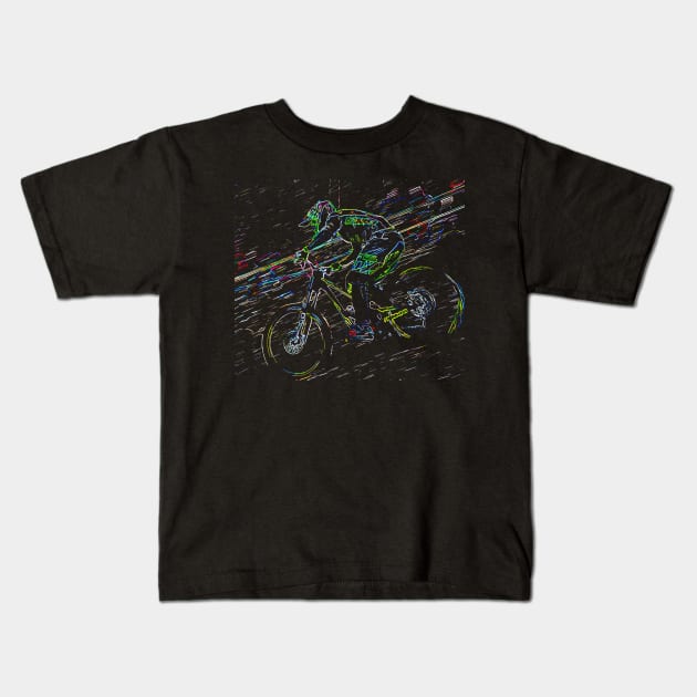 mtb downhill Kids T-Shirt by rickylabellevie